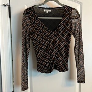 Heartloom Black and Brown Patterned Blouse